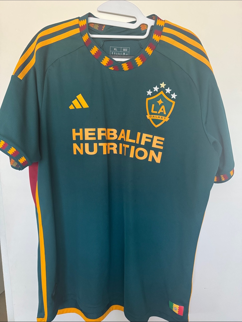 adidas LA Galaxy green and yellow soccer jersey